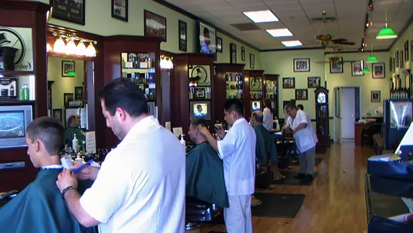 men getting a haircut